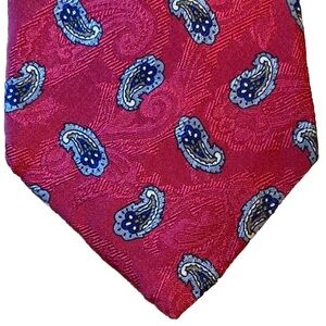 Rooster Silk Red & Blue Paisley Vintage Neck Tie